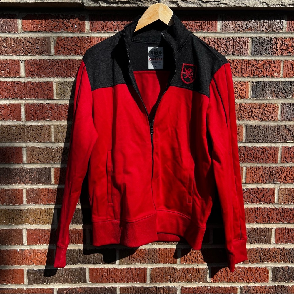 Express Red and Black Full Zip Up Express Logo Jacket